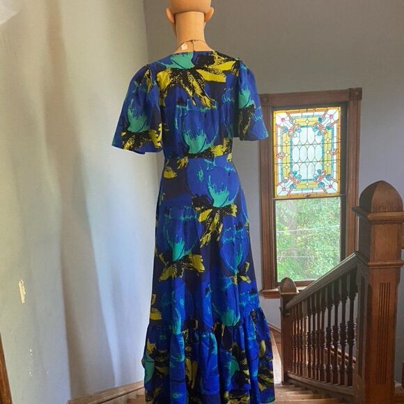 Floral Christopher John Rogers Dress for Target Pattern Blue Yellow - Sz 0 Twee - Picture 4 of 8